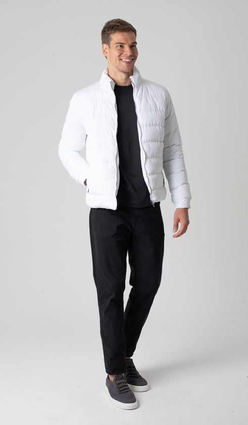 Jaqueta Puffer Nylon Com Zíper