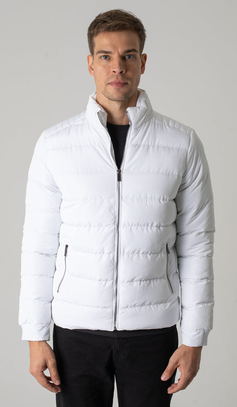 Jaqueta Puffer Nylon Com Zíper