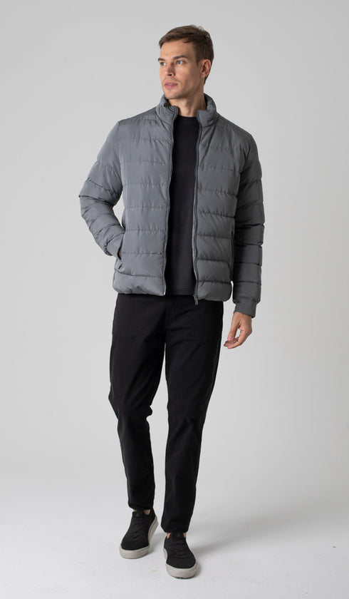 Jaqueta Puffer Nylon Com Zíper