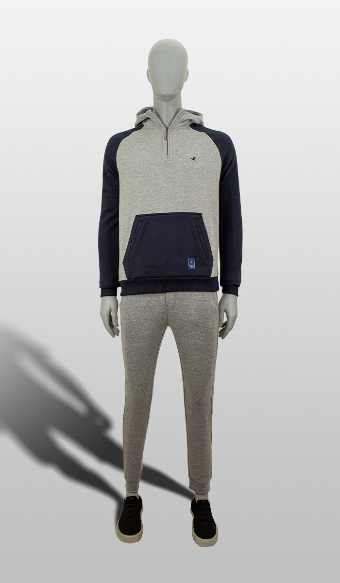 Blusão 1/2 Zipper Com Capuz Bicolor