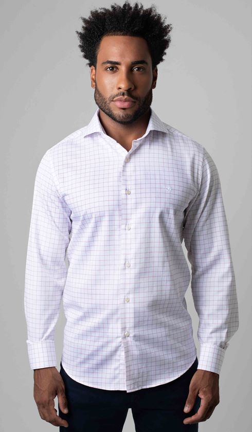 Camisa Manga Longa Slim Xadrez