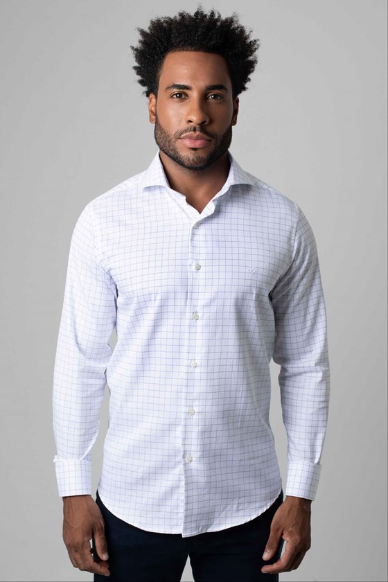 Camisa Manga Longa Slim Xadrez