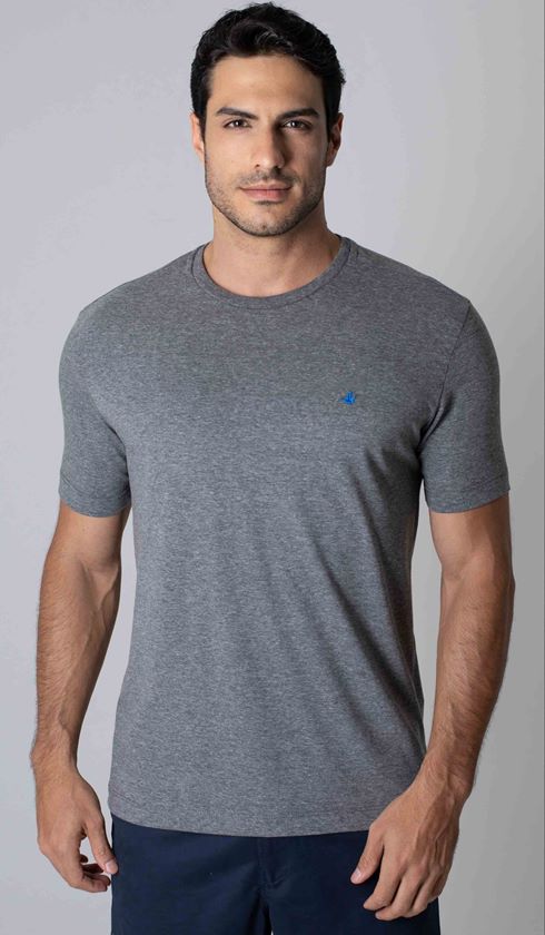 T-Shirt Gola Careca Com Bordado
