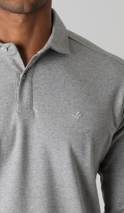 Polo Manga Longa Suedine