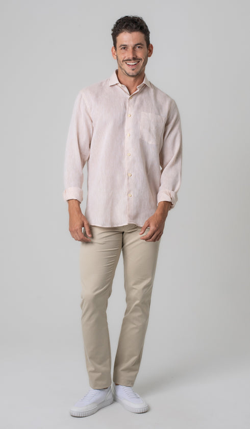 Camisa Manga Longa De Linho Lisa