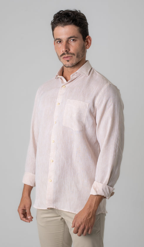 Camisa Manga Longa De Linho Lisa