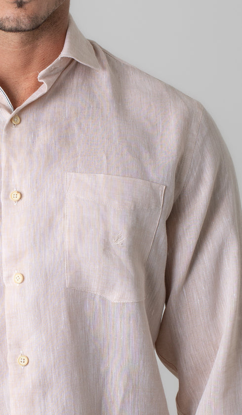 Camisa Manga Longa De Linho Lisa