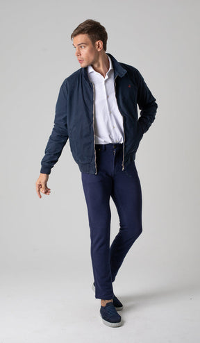 Jaqueta Bomber Fio Penteado Tinturada Gola Retilínea