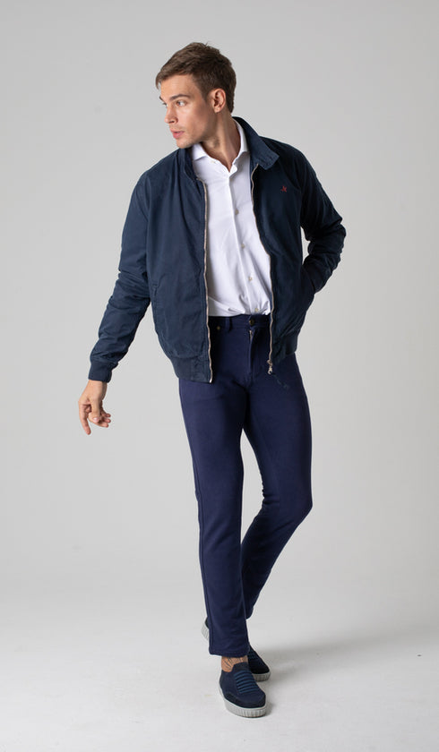 Jaqueta Bomber Fio Penteado Tinturada Gola Retilínea