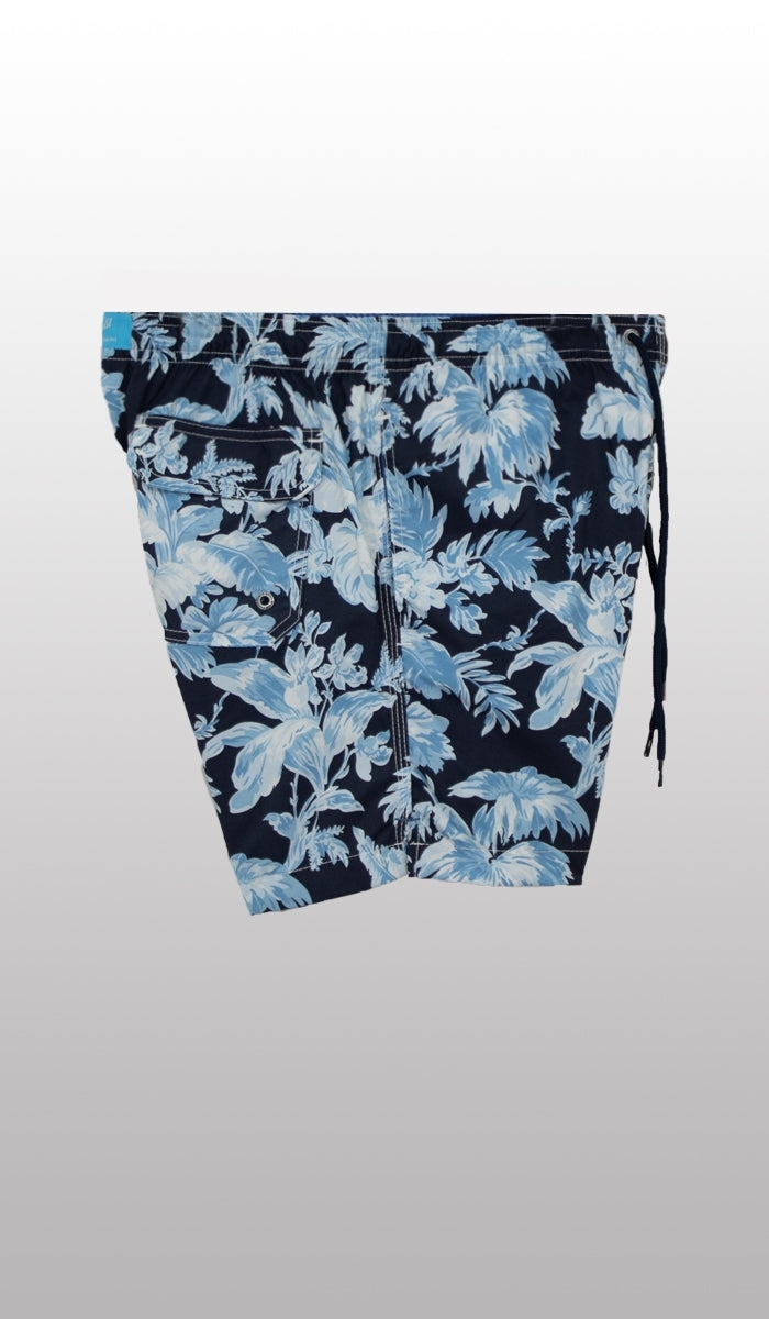 Shorts Estampa Floral Azul Médio