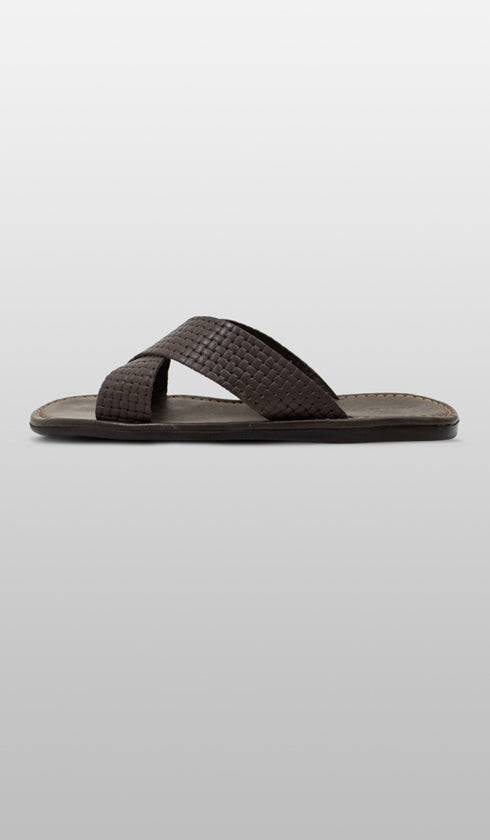 Chinelo De Couro Fantasia Trançado