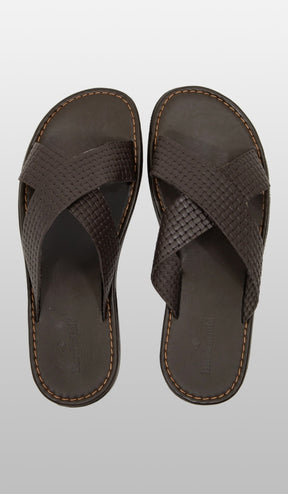 Chinelo De Couro Fantasia Trançado