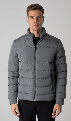 Jaqueta Puffer Nylon Com Zíper