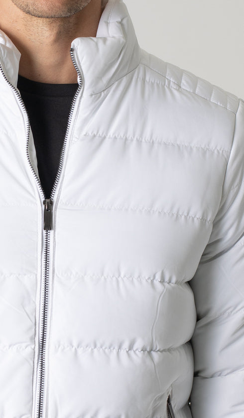 Jaqueta Puffer Nylon Com Zíper