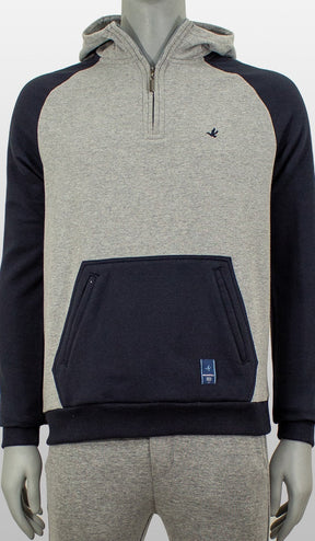 Blusão 1/2 Zipper Com Capuz Bicolor