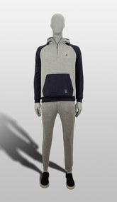 Blusão 1/2 Zipper Com Capuz Bicolor