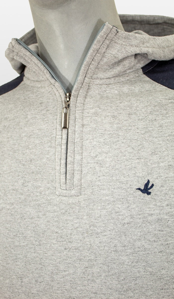 Blusão 1/2 Zipper Com Capuz Bicolor
