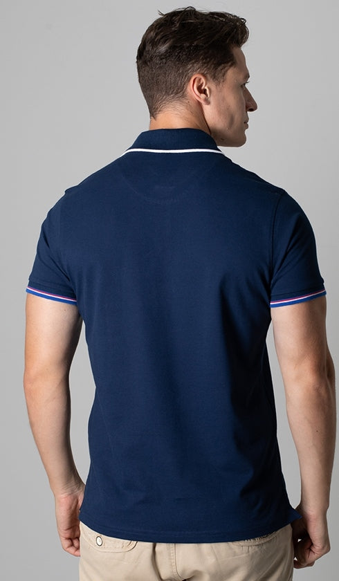 Polo Manga Curta Com Friso Gola Dupla