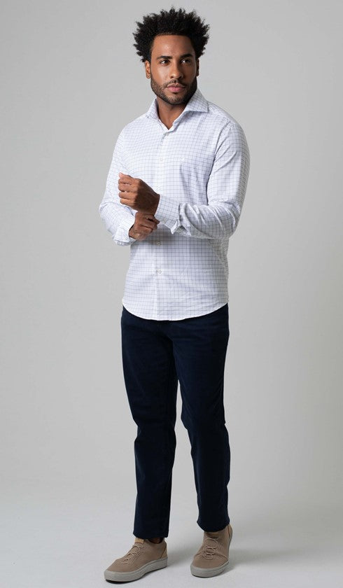 Camisa Manga Longa Slim Xadrez