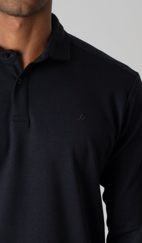 Polo Manga Longa Suedine