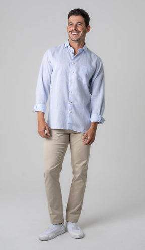 Camisa Manga Longa De Linho Lisa
