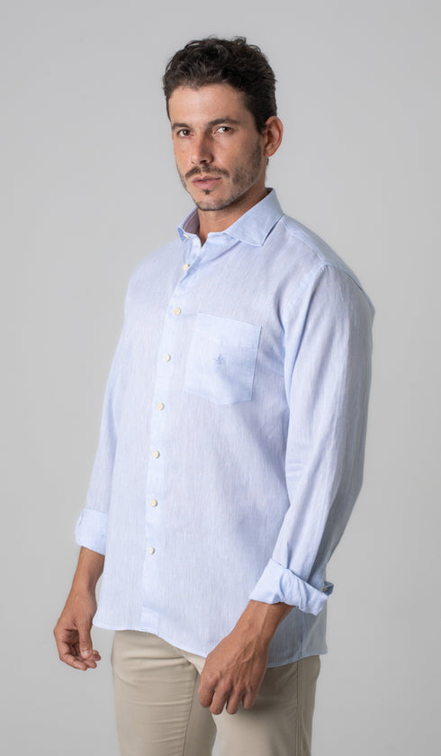 Camisa Manga Longa De Linho Lisa