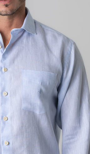 Camisa Manga Longa De Linho Lisa