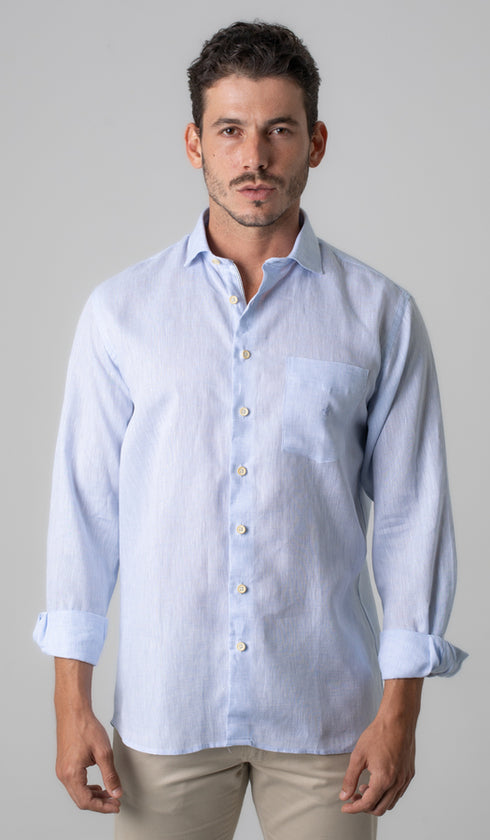 Camisa Manga Longa De Linho Lisa
